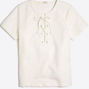 white lace up shirt, thick cotton, size M